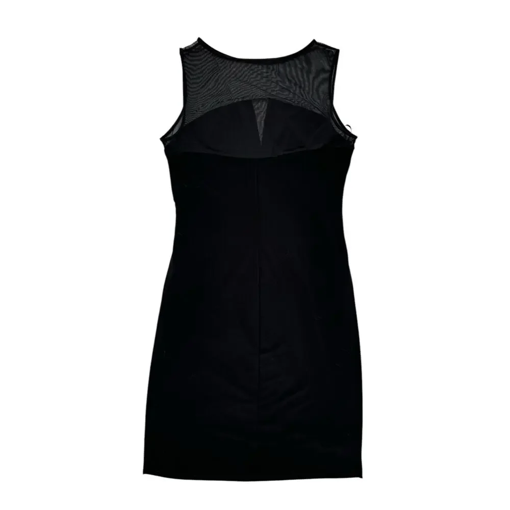 RALPH LAUREN LRL Mesh V-neck Black Jersey Knit Dress Sz 14 LBD Date Event Formal - Picture 5 of 11